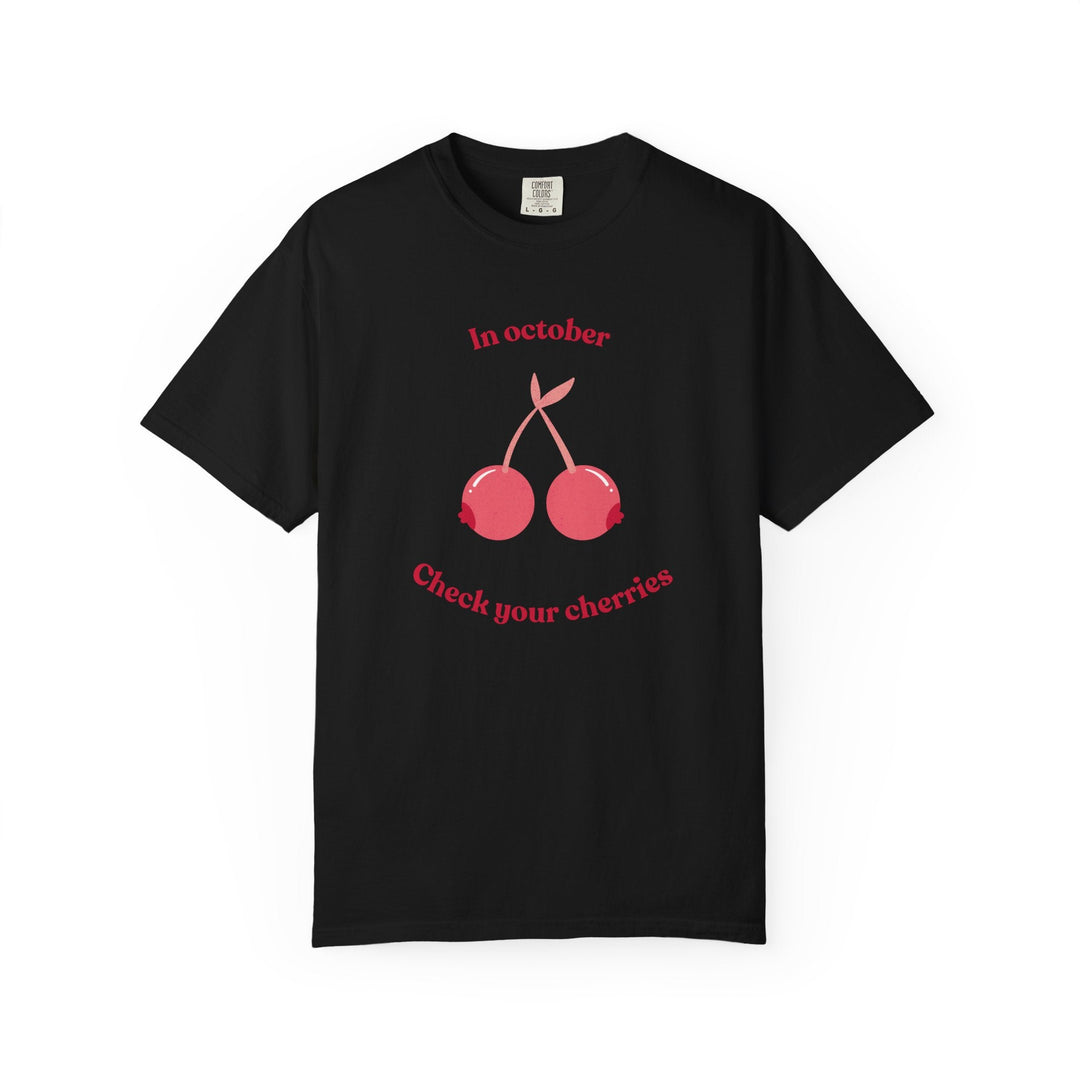 T-shirt " In october, check your cherries " - Octobre rose - MoodElle