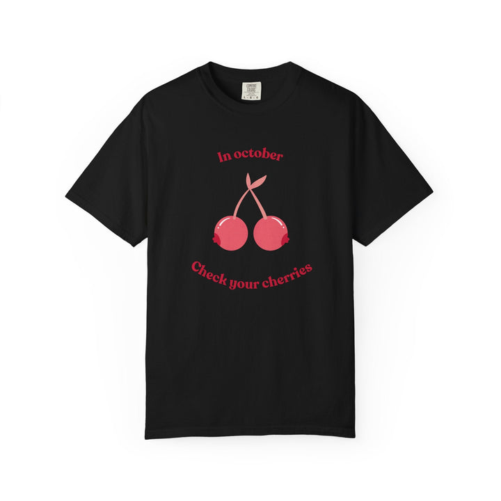 T-shirt " In october, check your cherries " - Octobre rose - MoodElle