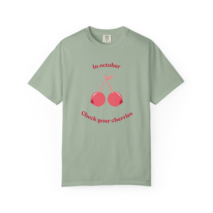 T-shirt " In october, check your cherries " - Octobre rose - MoodElle