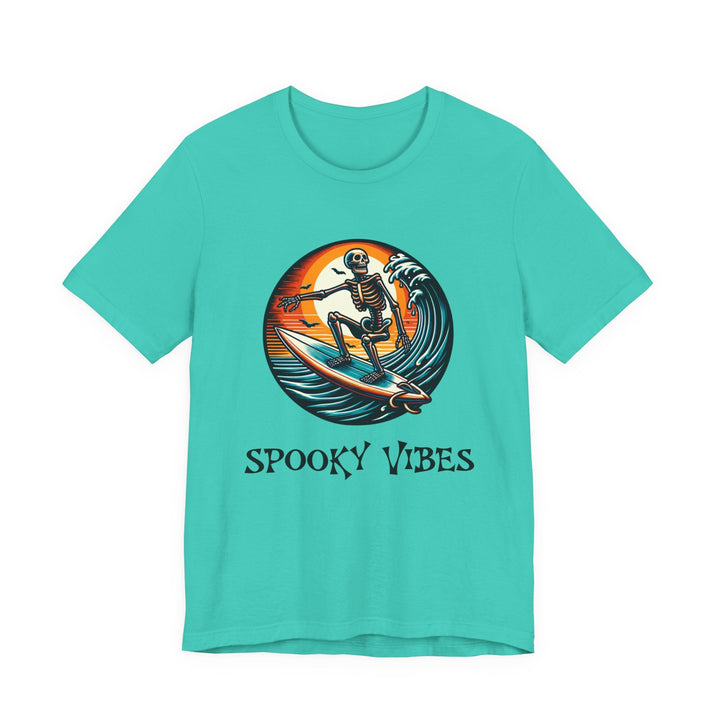 T-shirt Spooky Vibes – squelette surfeur vintage Halloween - MoodElle