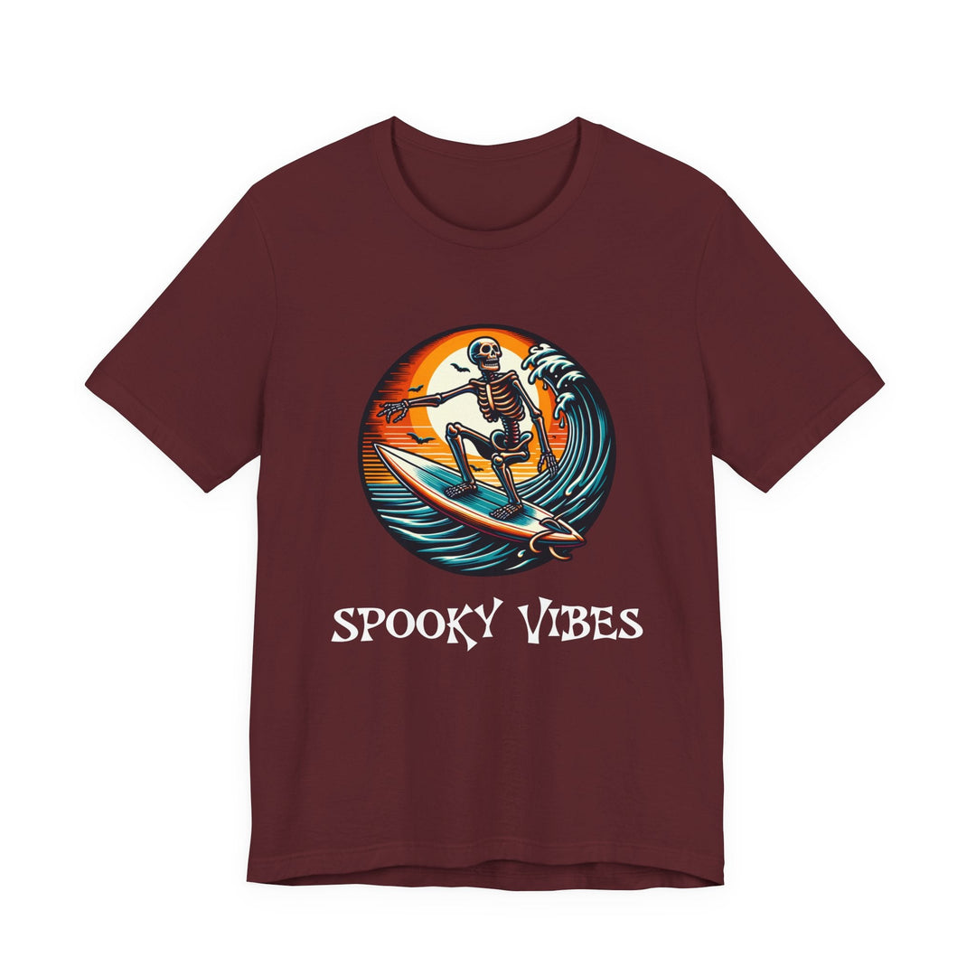 T-shirt Spooky Vibes – squelette surfeur vintage Halloween - MoodElle