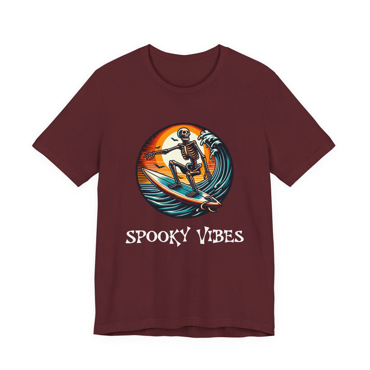 T-shirt Spooky Vibes – squelette surfeur vintage Halloween - MoodElle