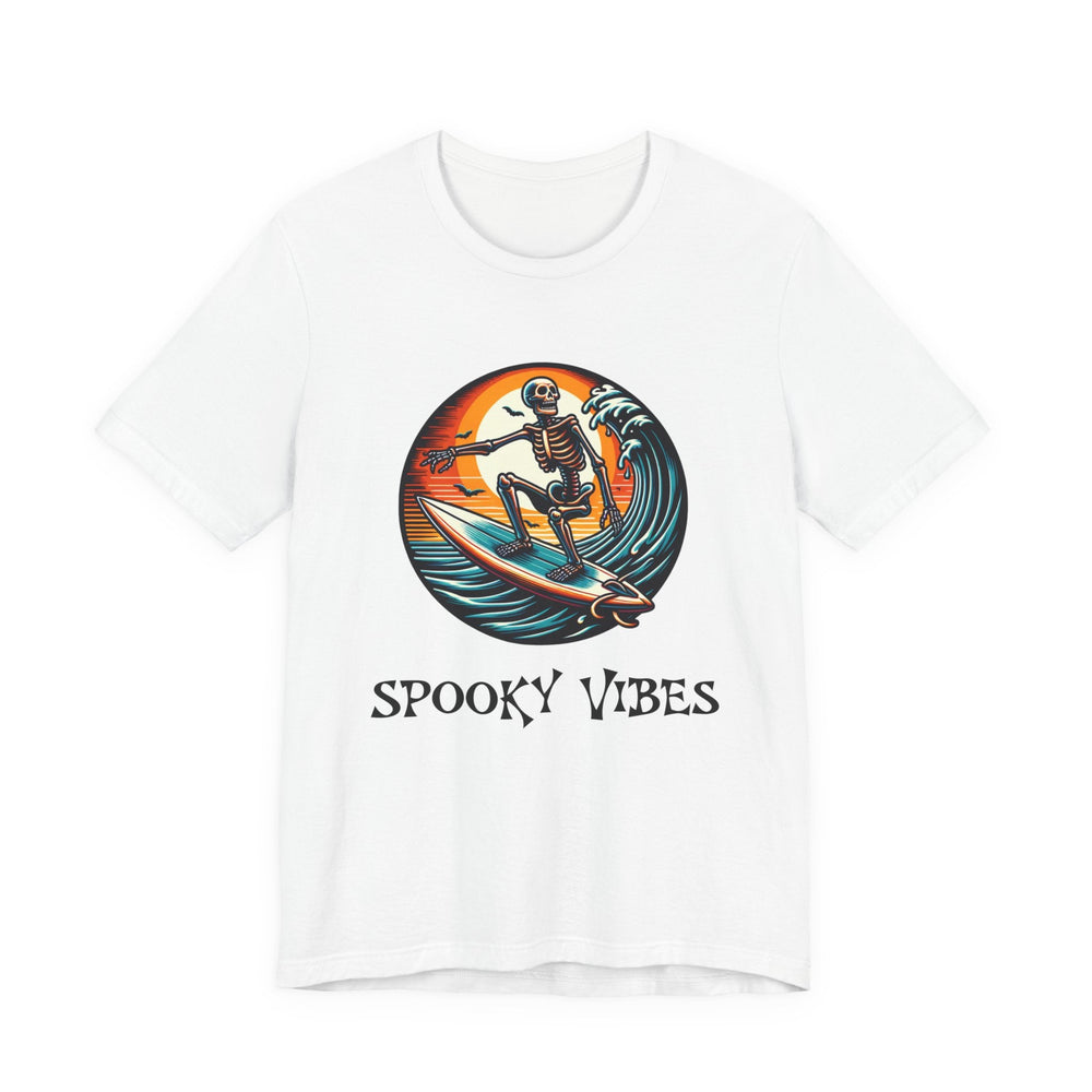 T-shirt Spooky Vibes – squelette surfeur vintage Halloween - MoodElle