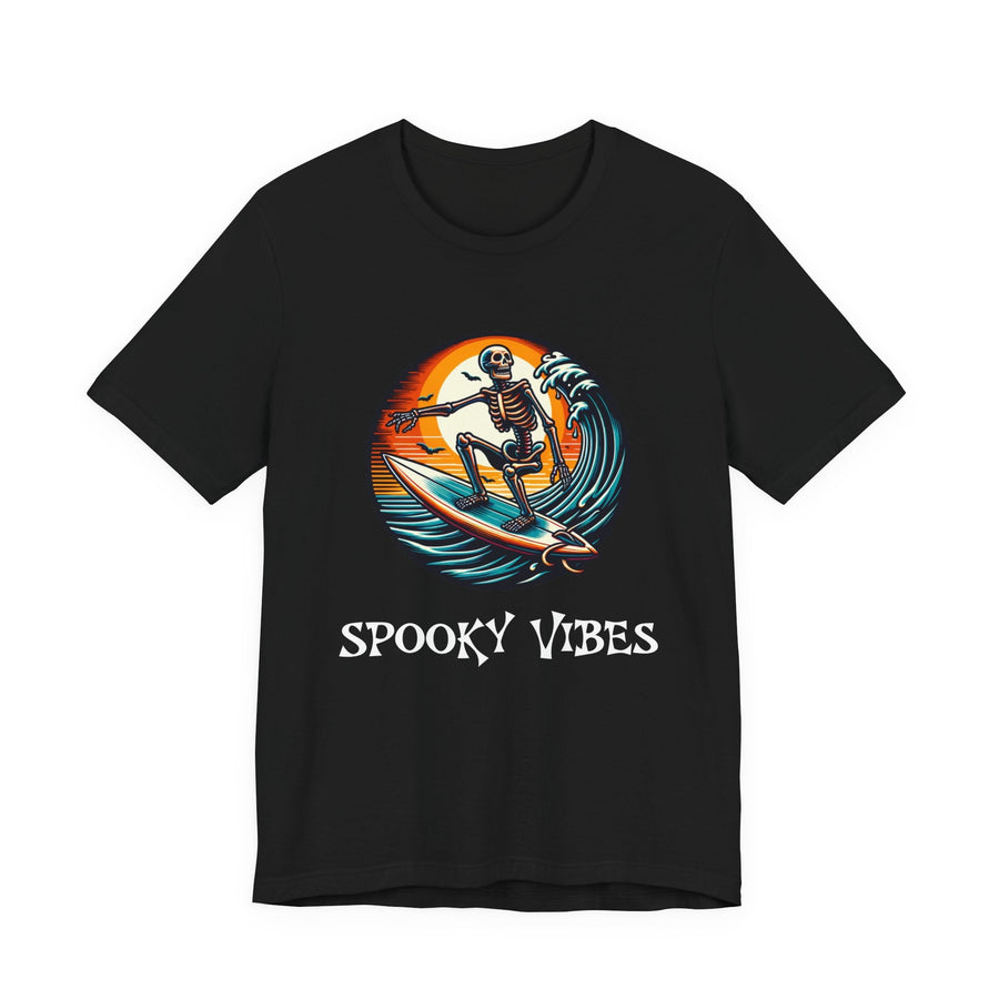 T-shirt Spooky Vibes – squelette surfeur vintage Halloween - MoodElle