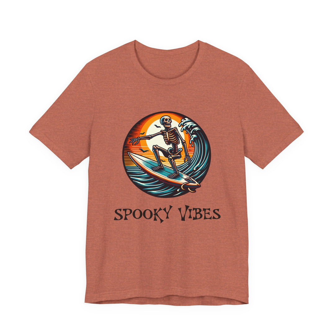 T-shirt Spooky Vibes – squelette surfeur vintage Halloween - MoodElle