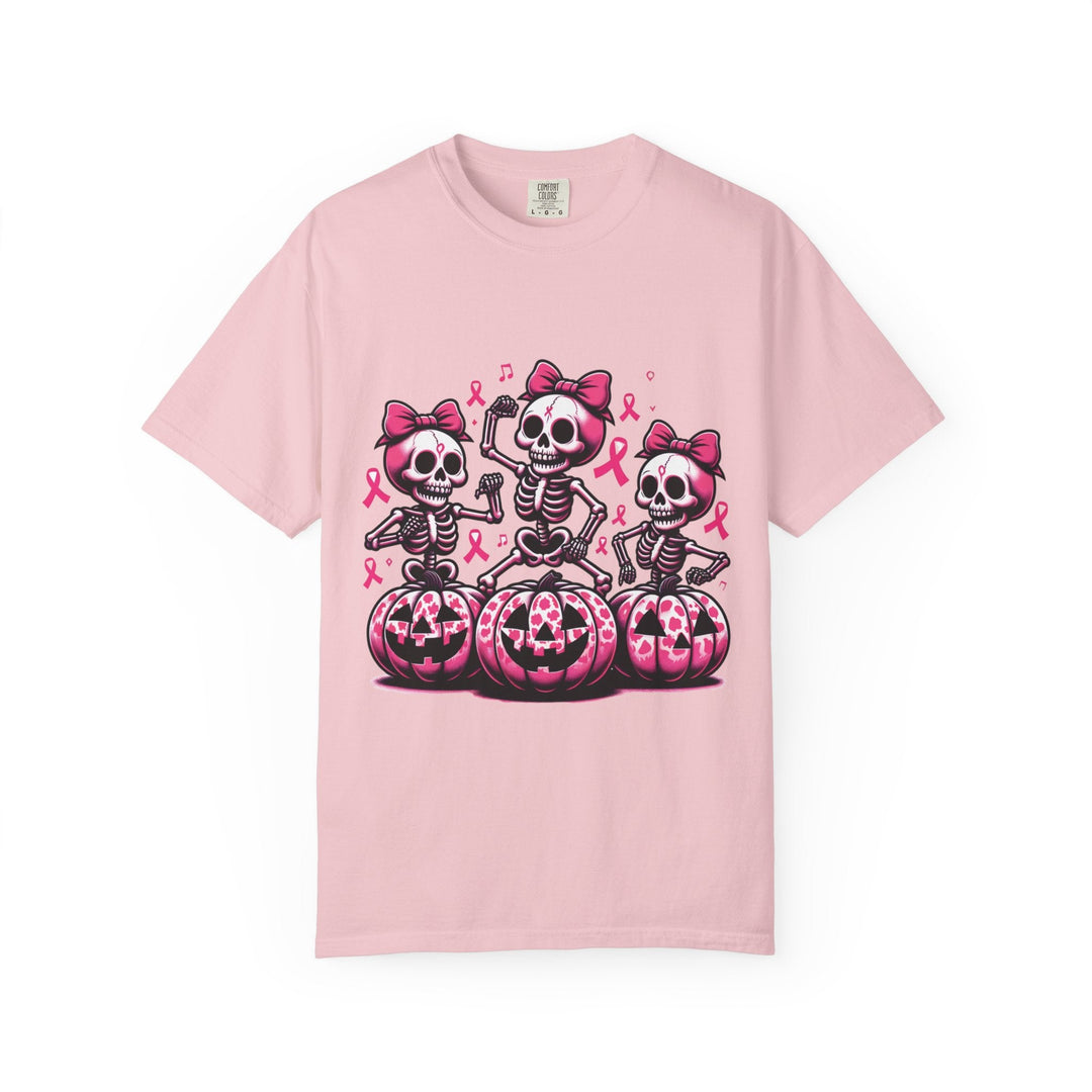 T-shirt squelettes roses sur citrouilles – édition spéciale Octobre Rose & Halloween - MoodElle