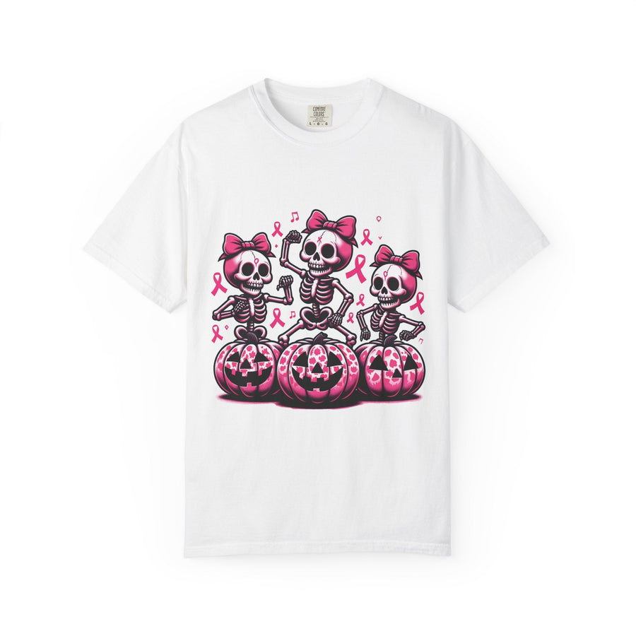 T-shirt squelettes roses sur citrouilles – édition spéciale Octobre Rose & Halloween - MoodElle