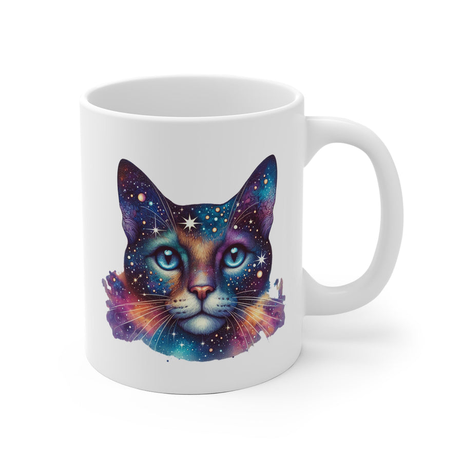 Tasse blanche chat galaxie – mug “Space Cat” – cadeau amoureux des chats & astronomie - MoodElle