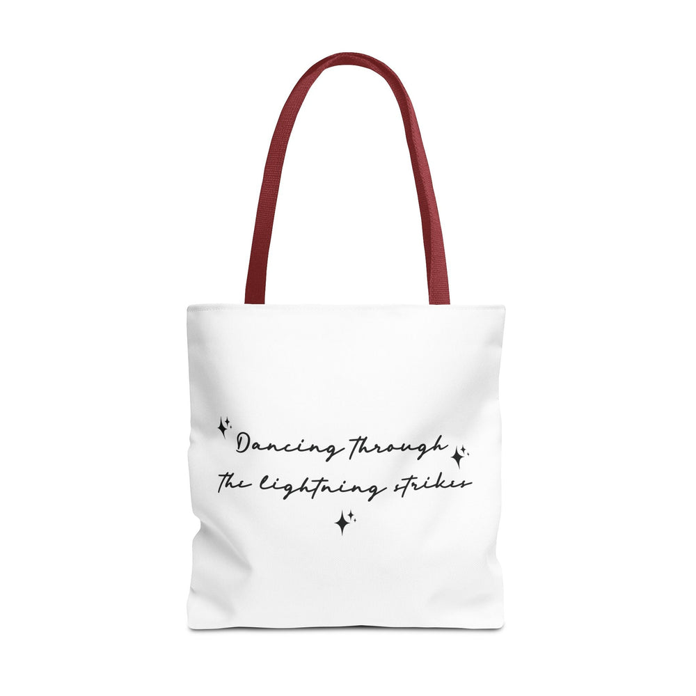 Tote bag Dancing through the lightning strikes – Sac citation poétique, design minimaliste noir et blanc, idée cadeau inspirante - MoodElle