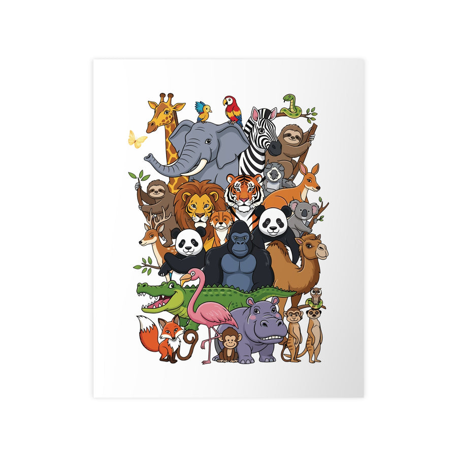 Affiche animaux du monde – Illustration colorée de la jungle et de la savane, art mural éducatif, déco chambre enfant - MoodElle