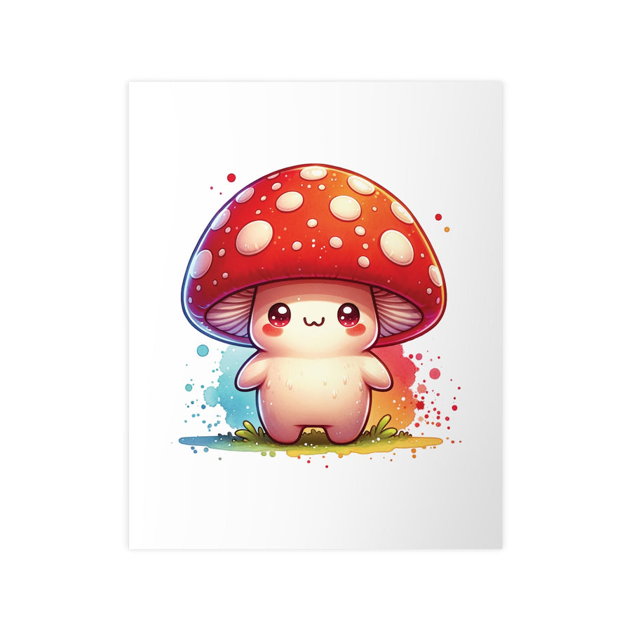 Affiche Champignon Kawaii – Illustration Aquarelle Colorée – Art Mignon et Fantaisie - MoodElle
