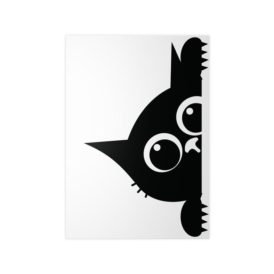Affiche chat minimaliste noir et blanc – Illustration murale design, déco moderne, art félin graphique - MoodElle