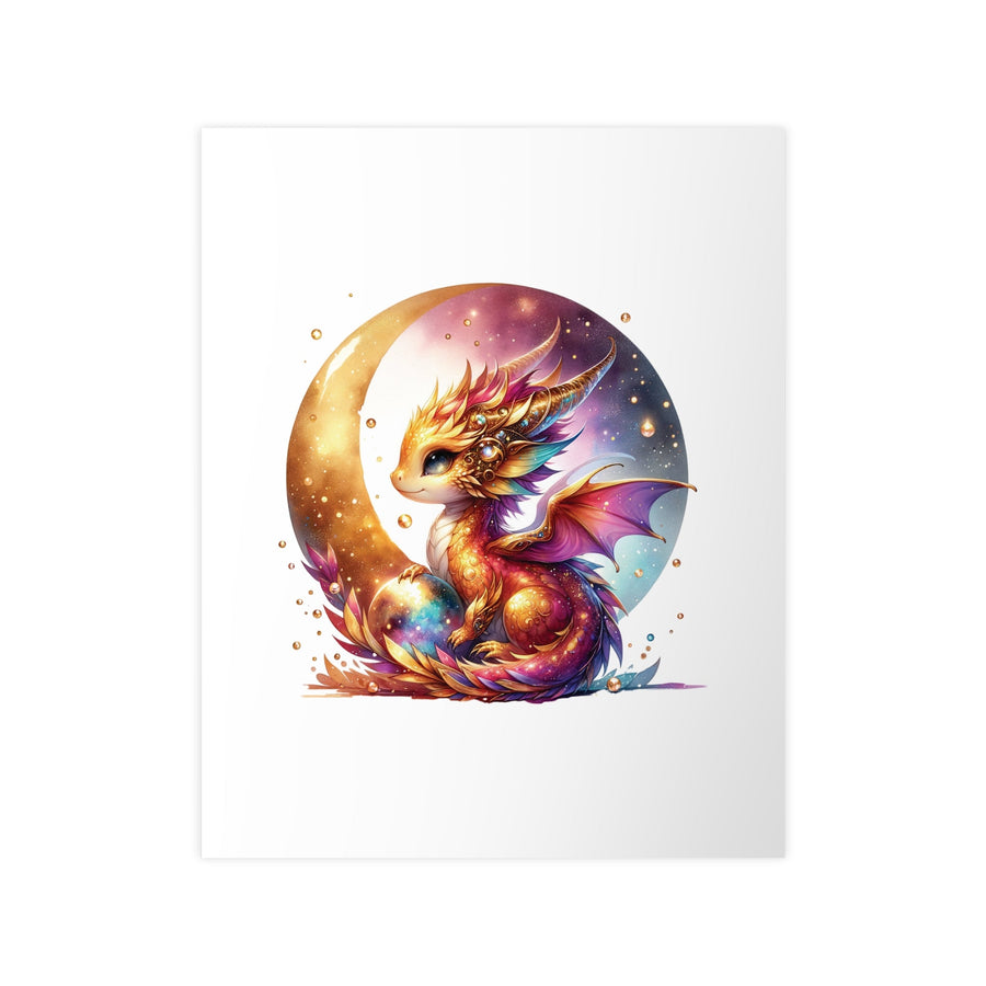 Affiche dragon féerique – illustration aquarelle dorée et magique - MoodElle