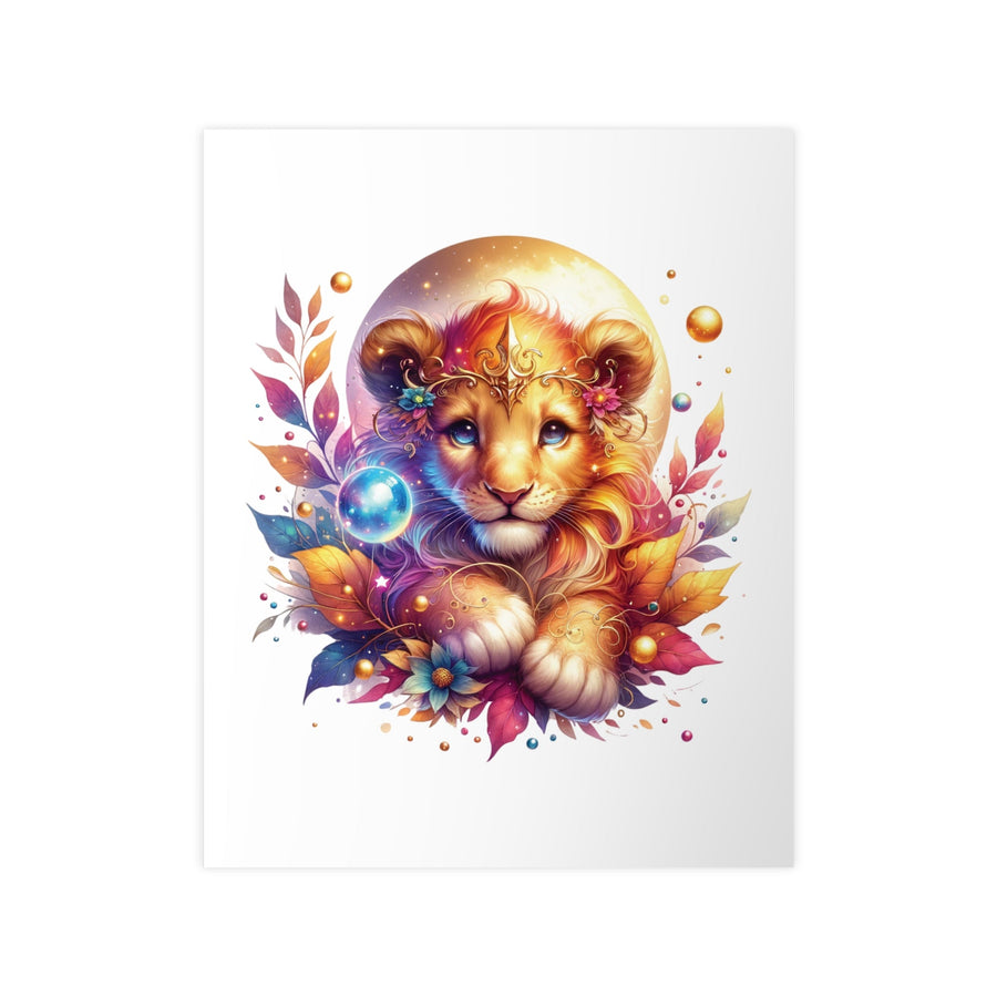 Affiche lionceau féerique aquarelle – Illustration colorée, art mural magique, décoration murale poétique et lumineuse - MoodElle
