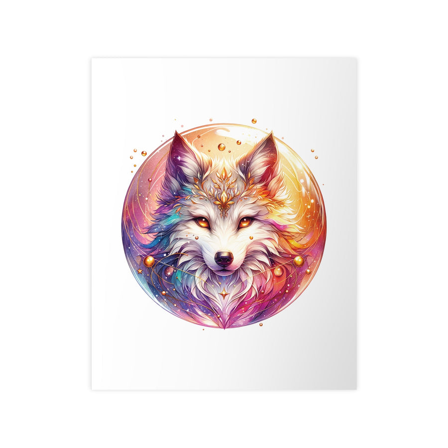 Affiche loup spirituel – illustration aquarelle multicolore cercle mystique - MoodElle