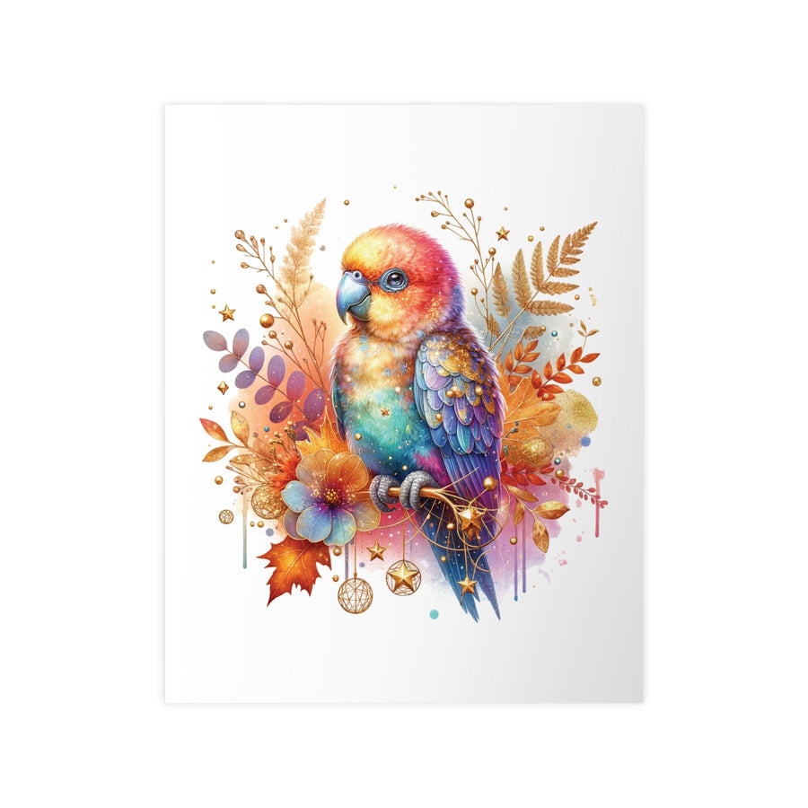 Affiche perroquet tropical – illustration aquarelle dorée et colorée - MoodElle