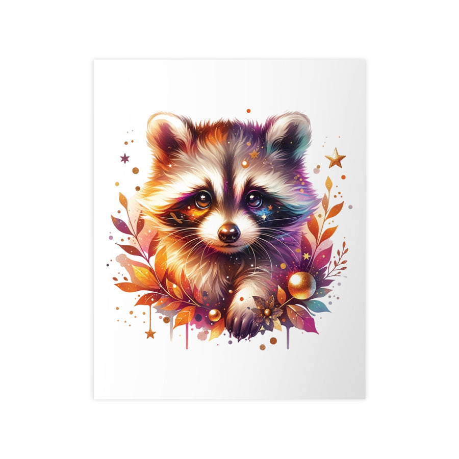 Affiche Raton Laveur Aquarelle Dorée — Illustration Murale Animalière et Poétique | Décoration Chambre Bébé, Enfant, Jungle Chic et Couleurs d’Automne - MoodElle