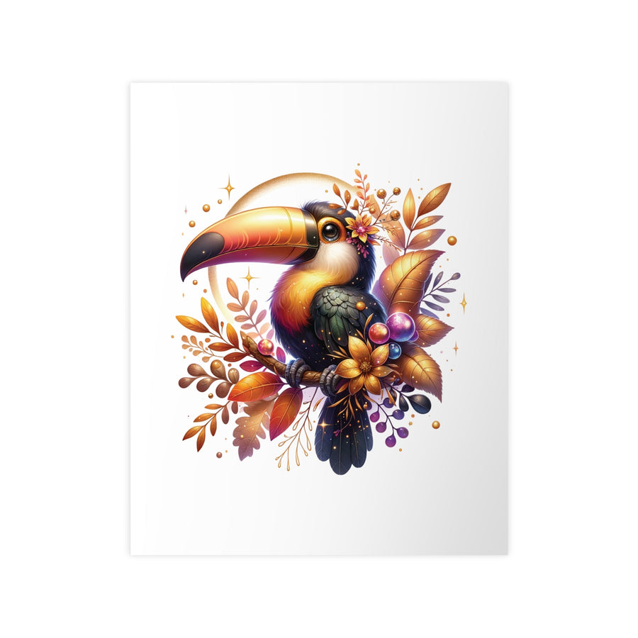 Affiche toucan doré – illustration aquarelle tropicale et florale - MoodElle