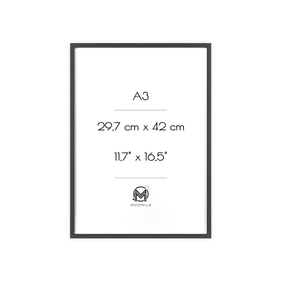 Cadre A3 - noir mat – 29.7 x 42 cm - cadre mural ou à poser - MoodElle