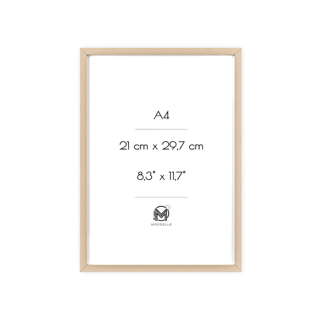 Cadre A4 - bois – 21x29,7 cm - cadre mural ou à poser - MoodElle
