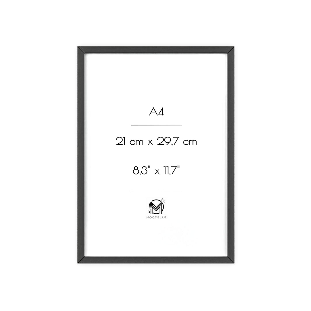 Cadre A4 - noir mat – 21x29,7 cm - cadre mural ou à poser - MoodElle