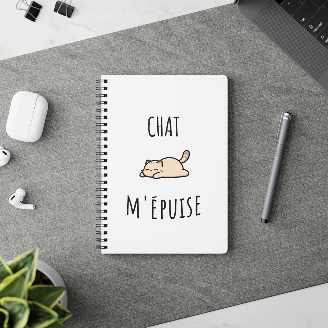 Carnet Chat M’Épuise – Journal Drôle et Félin – Cahier à Spirales pour Esprits Fatigués et Créatifs - MoodElle