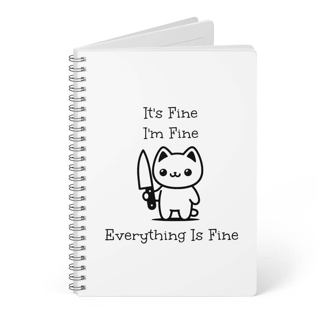 Carnet drôle “It’s fine I’m fine” – Cahier chat kawaii humoristique, humour noir, cadeau original - MoodElle