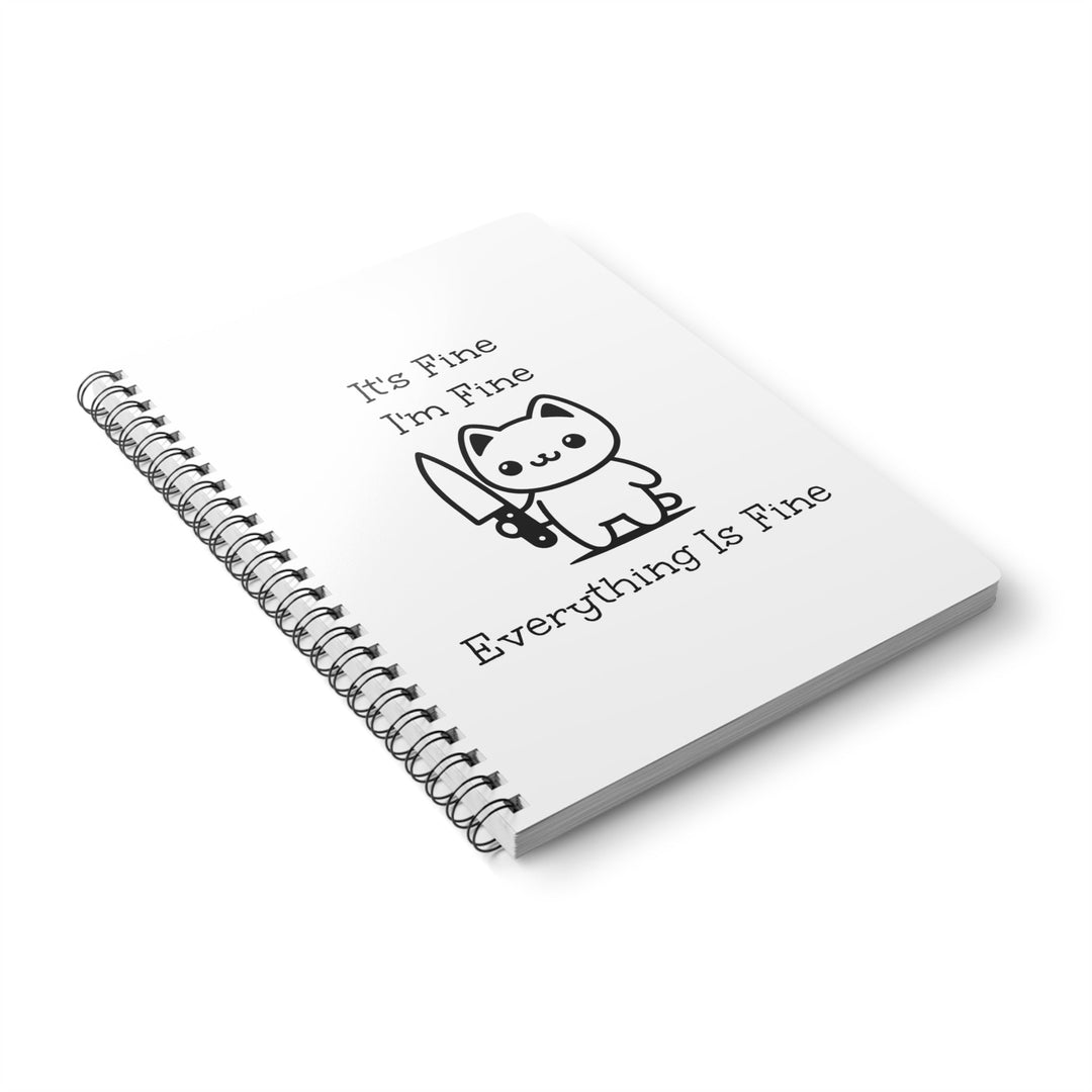 Carnet drôle “It’s fine I’m fine” – Cahier chat kawaii humoristique, humour noir, cadeau original - MoodElle