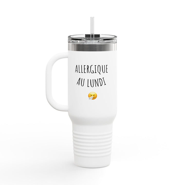 Gourde "Allergique au lundi" – Mug Thermique Humour Minimaliste – Tasse de Voyage Originale et Réutilisable - MoodElle