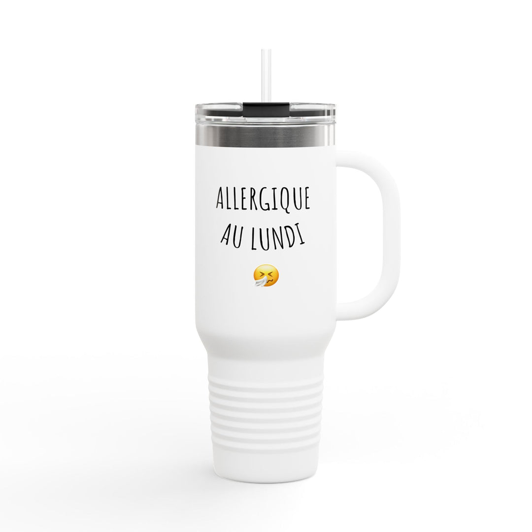 Gourde "Allergique au lundi" – Mug Thermique Humour Minimaliste – Tasse de Voyage Originale et Réutilisable - MoodElle