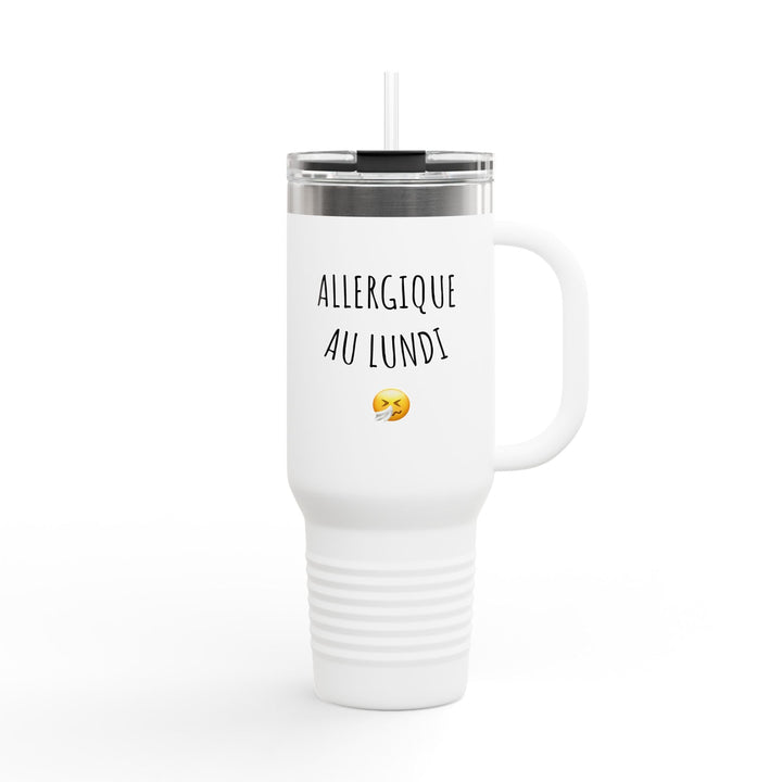 Gourde "Allergique au lundi" – Mug Thermique Humour Minimaliste – Tasse de Voyage Originale et Réutilisable - MoodElle