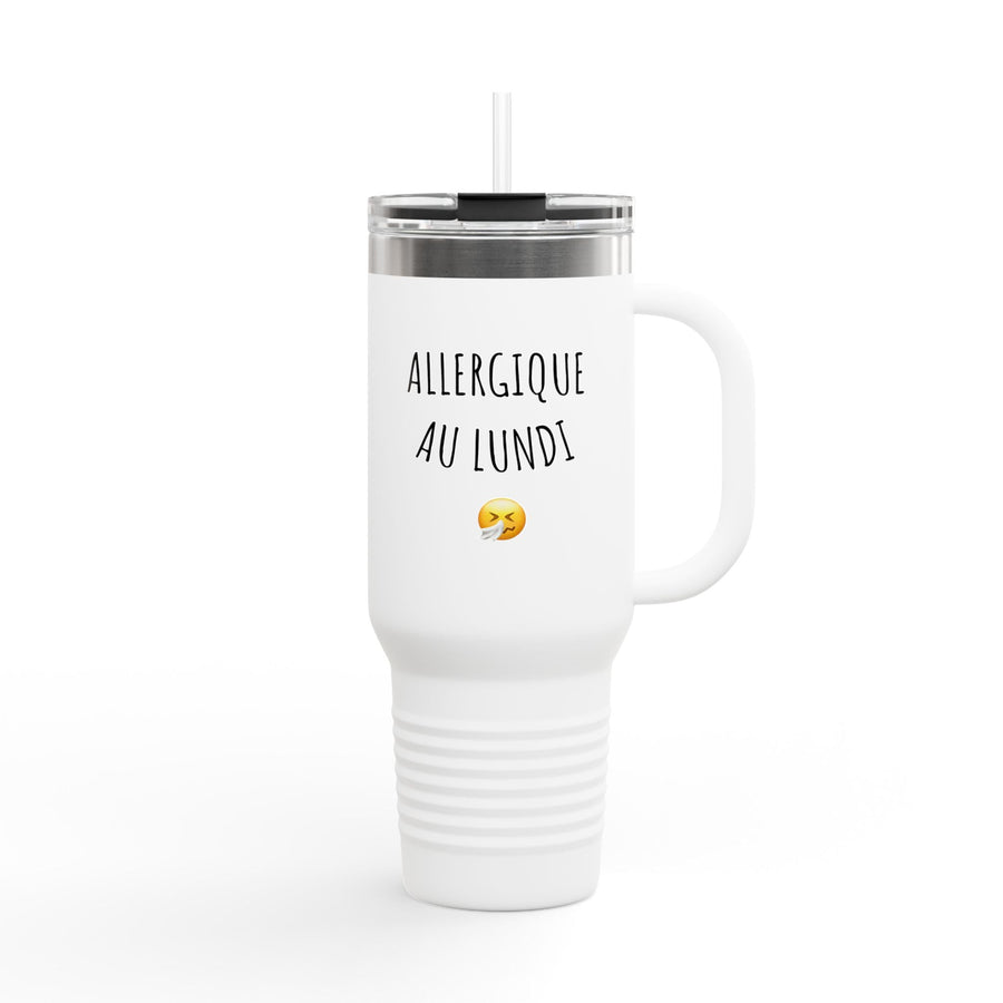 Gourde "Allergique au lundi" – Mug Thermique Humour Minimaliste – Tasse de Voyage Originale et Réutilisable - MoodElle