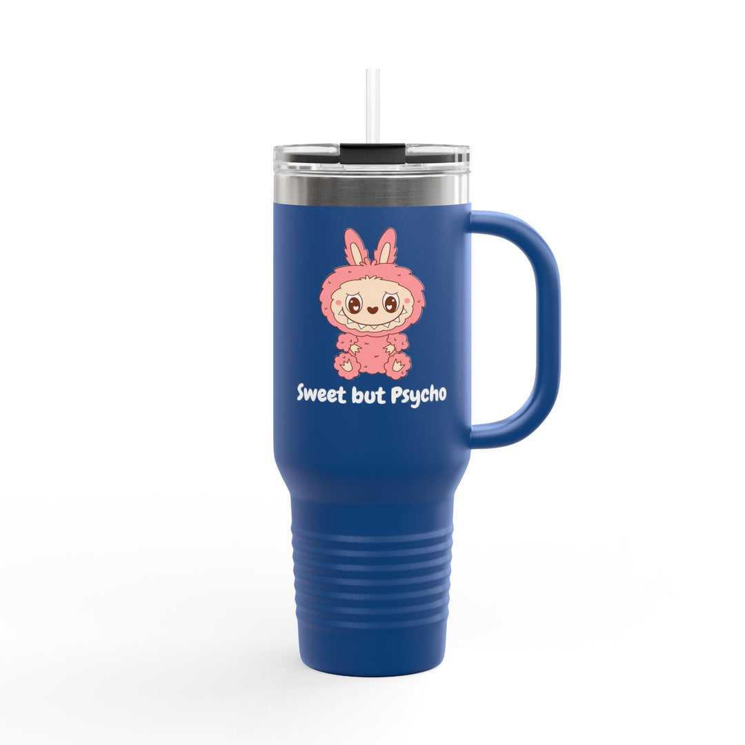 Gourde "Sweet but Psycho" – Mug isotherme Kawaii Lapin Rose avec Paille - MoodElle