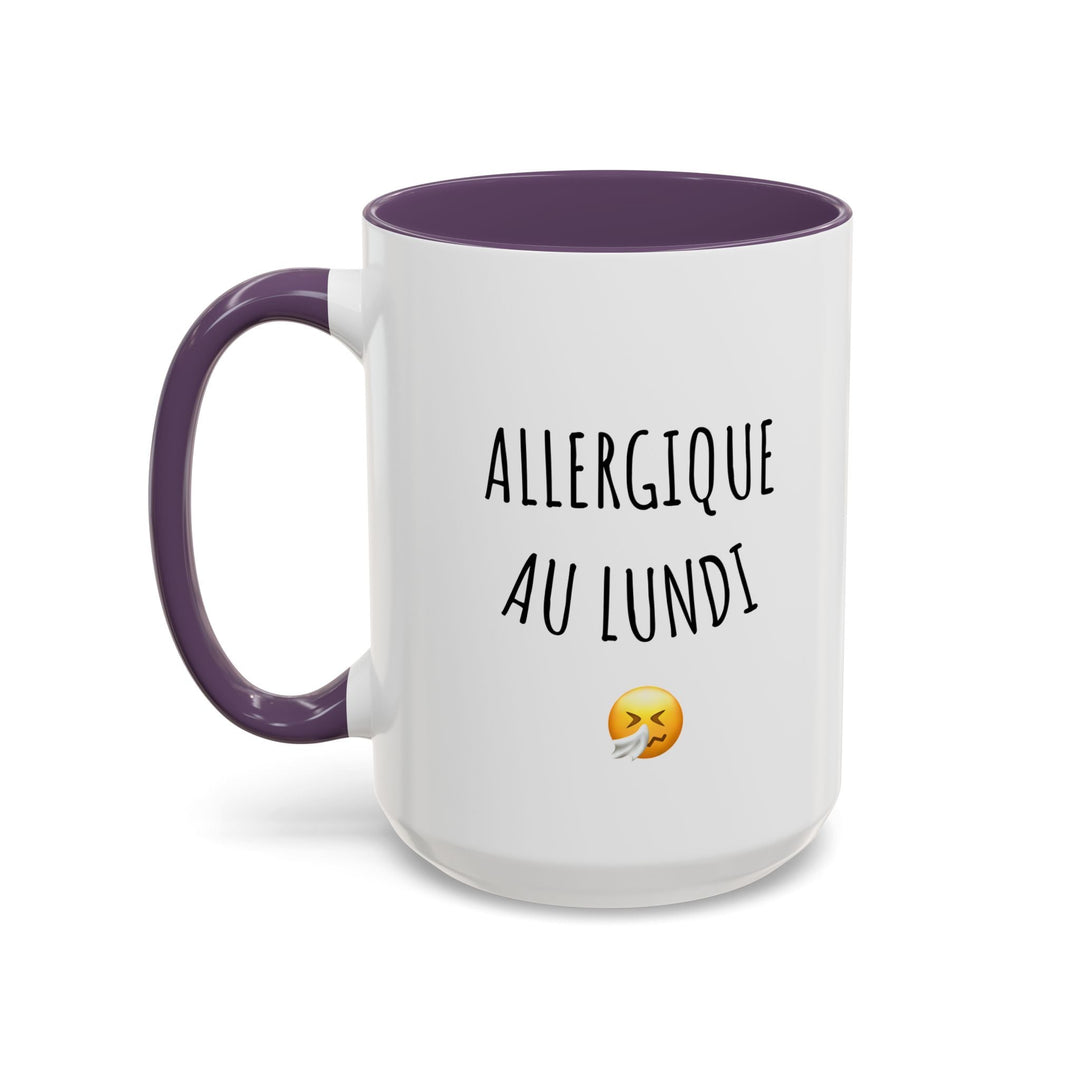 Mug "Allergique au Lundi" – Tasse humour pour les matins difficiles – Cadeau original anti - lundi - MoodElle