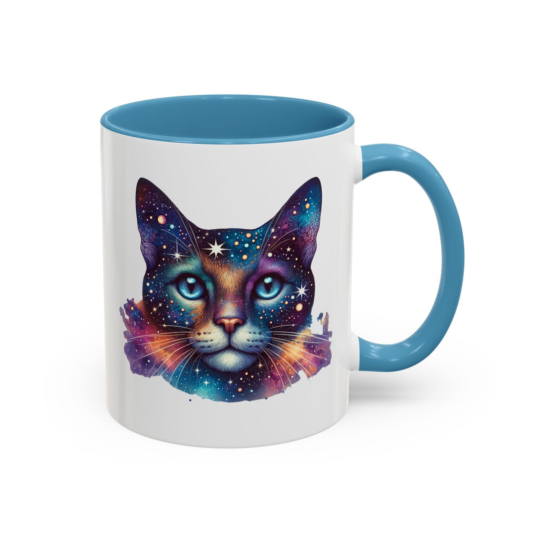 Mug chat galaxie – Tasse “Space Cat” anse colorée – 11oz/15oz, cadeau amoureux des chats & astronomie - MoodElle