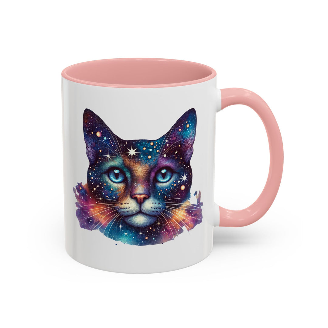 Mug chat galaxie – Tasse “Space Cat” anse colorée – 11oz/15oz, cadeau amoureux des chats & astronomie - MoodElle