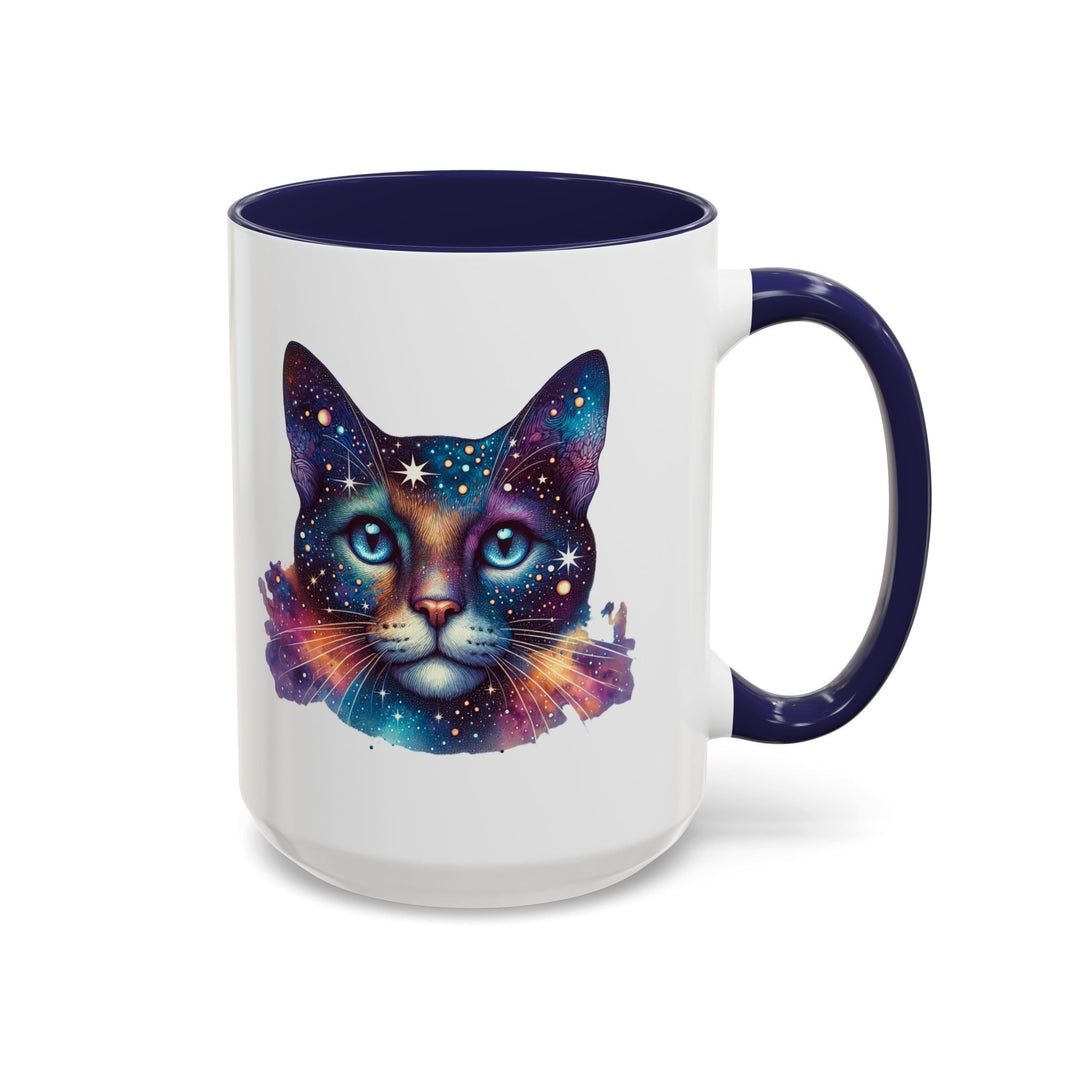 Mug chat galaxie – Tasse “Space Cat” anse colorée – 11oz/15oz, cadeau amoureux des chats & astronomie - MoodElle