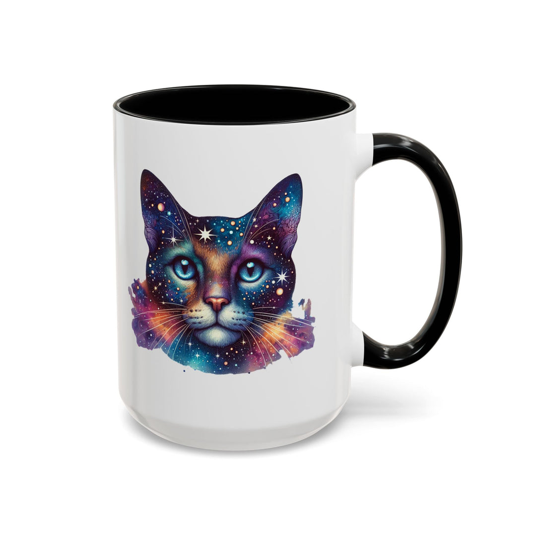 Mug chat galaxie – Tasse “Space Cat” anse colorée – 11oz/15oz, cadeau amoureux des chats & astronomie - MoodElle
