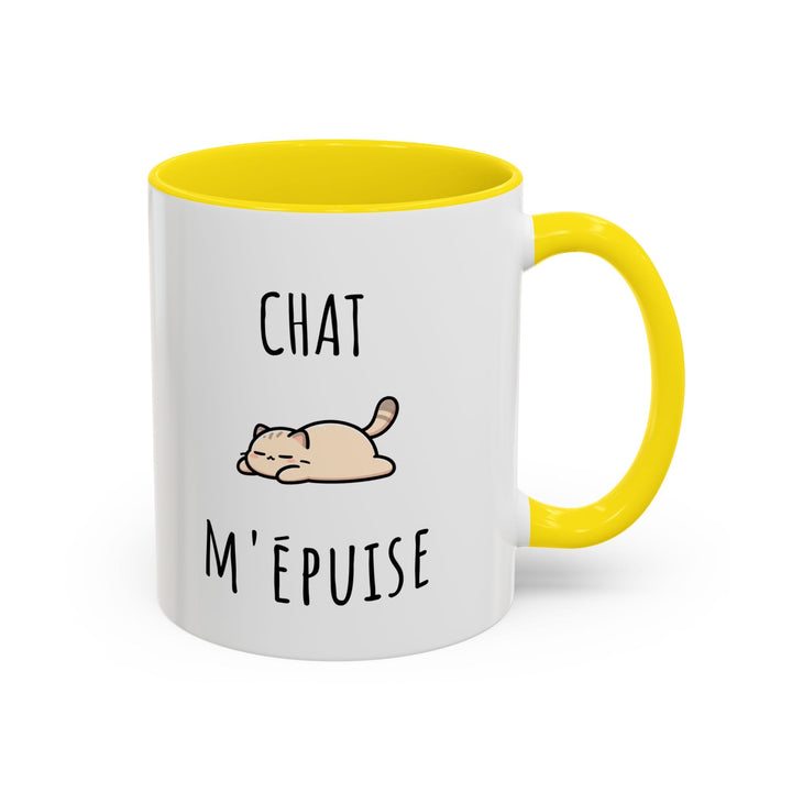 Mug "Chat M’Épuise" – Humour Félin et Paresse Douce – Cadeau Original pour Amoureux des Chats - MoodElle