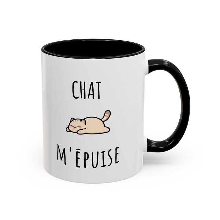 Mug "Chat M’Épuise" – Humour Félin et Paresse Douce – Cadeau Original pour Amoureux des Chats - MoodElle