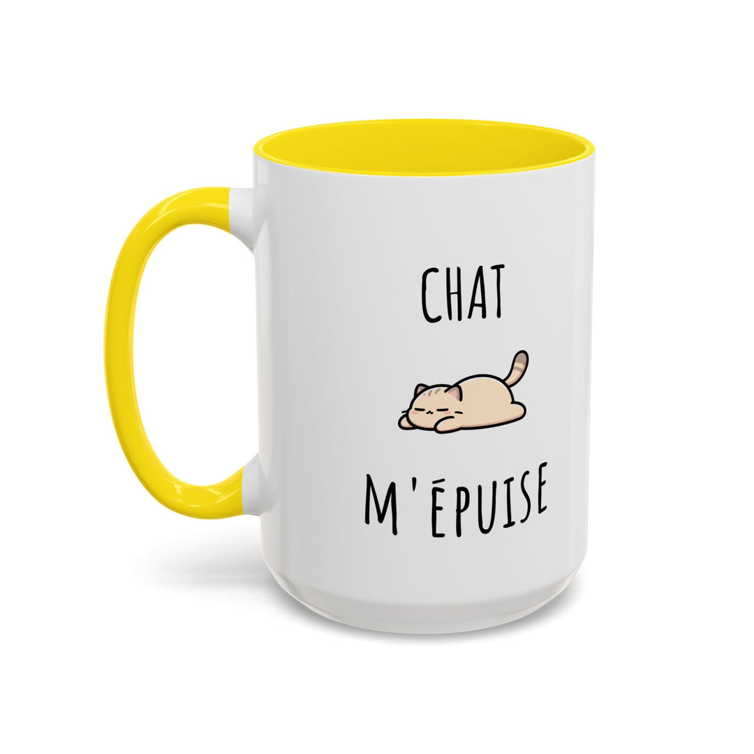 Mug "Chat M’Épuise" – Humour Félin et Paresse Douce – Cadeau Original pour Amoureux des Chats - MoodElle