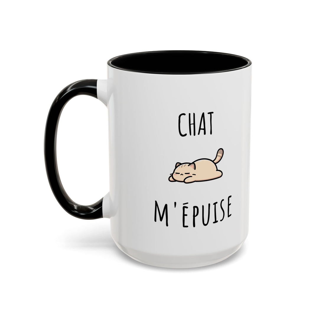 Mug "Chat M’Épuise" – Humour Félin et Paresse Douce – Cadeau Original pour Amoureux des Chats - MoodElle