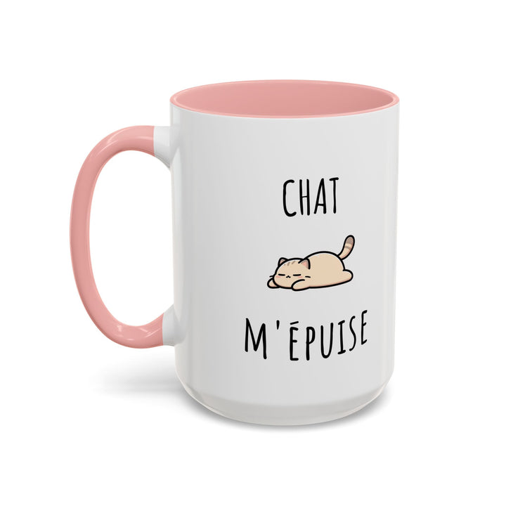 Mug "Chat M’Épuise" – Humour Félin et Paresse Douce – Cadeau Original pour Amoureux des Chats - MoodElle