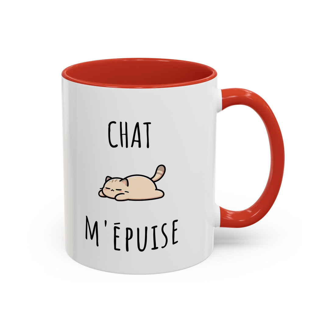 Mug "Chat M’Épuise" – Humour Félin et Paresse Douce – Cadeau Original pour Amoureux des Chats - MoodElle