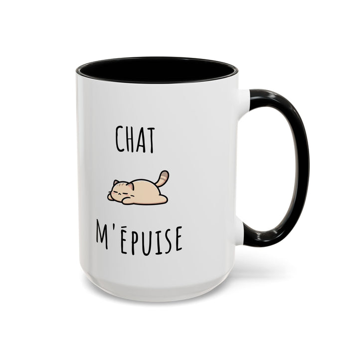 Mug "Chat M’Épuise" – Humour Félin et Paresse Douce – Cadeau Original pour Amoureux des Chats - MoodElle