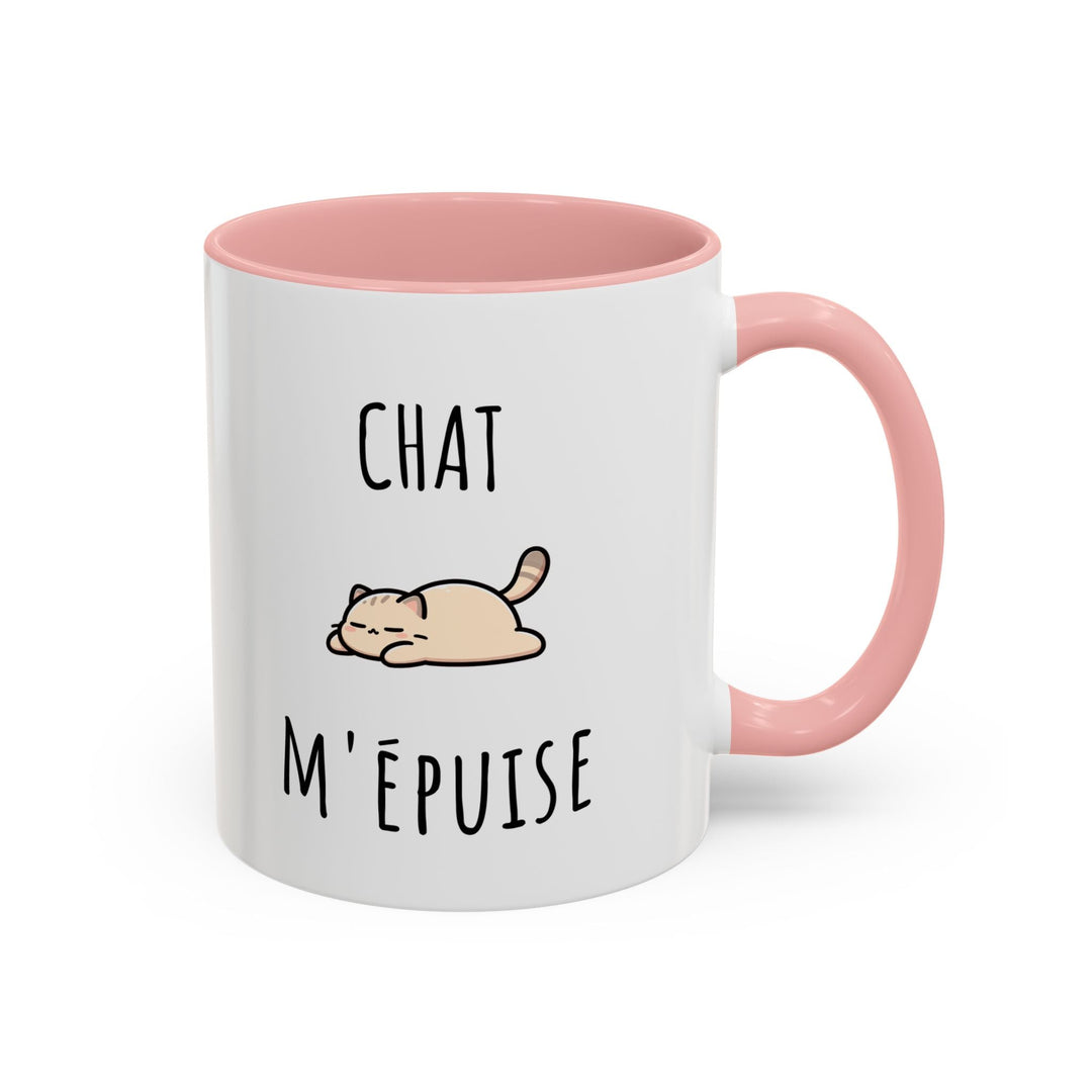 Mug "Chat M’Épuise" – Humour Félin et Paresse Douce – Cadeau Original pour Amoureux des Chats - MoodElle