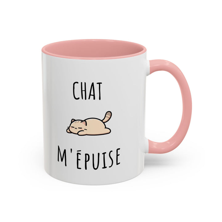 Mug "Chat M’Épuise" – Humour Félin et Paresse Douce – Cadeau Original pour Amoureux des Chats - MoodElle