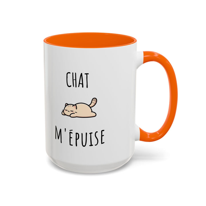 Mug "Chat M’Épuise" – Humour Félin et Paresse Douce – Cadeau Original pour Amoureux des Chats - MoodElle