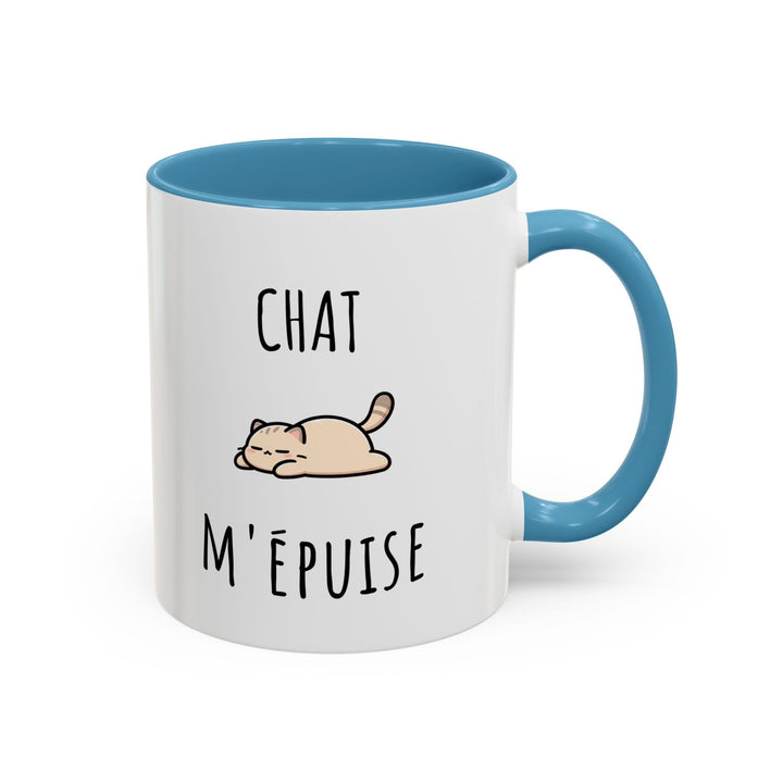Mug "Chat M’Épuise" – Humour Félin et Paresse Douce – Cadeau Original pour Amoureux des Chats - MoodElle