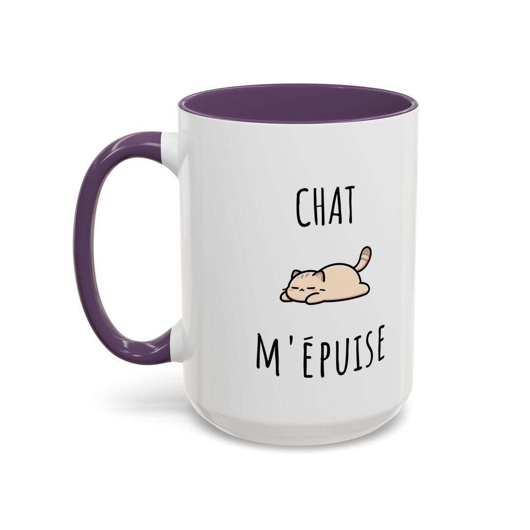 Mug "Chat M’Épuise" – Humour Félin et Paresse Douce – Cadeau Original pour Amoureux des Chats - MoodElle